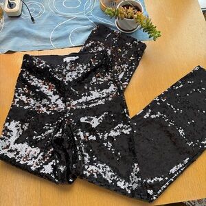 Good American Black and Silver Sequin Trousers